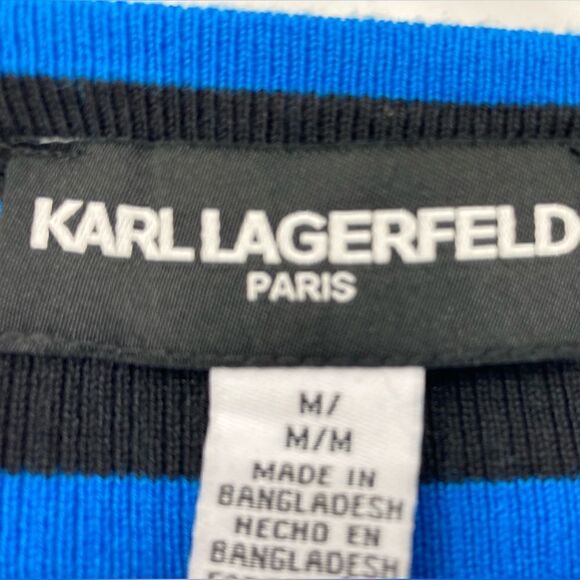 NWT Karl Lagerfeld Paris Signature Black/Blue Knit Sweater Size M - Picture 6 of 10